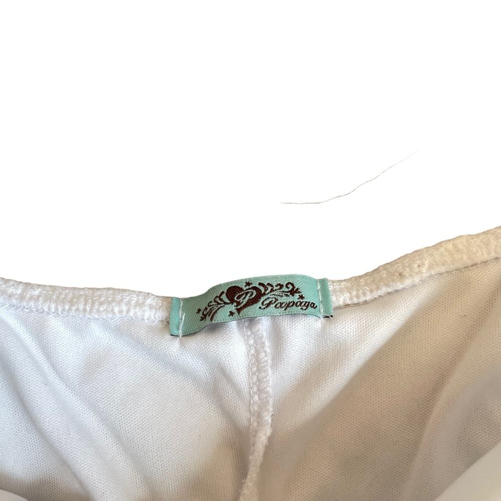Vintage Y2K Papaya White Paisley Western Coastal Cowgirl Angelcore Mini Dress - Picture 8 of 11